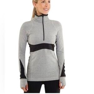 Lululemon Run Full tilt pull over ghost Heathered coal herringbone quarter zip 8